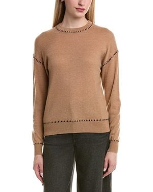 Bruno Magli Whipstitch Wool & Cashmere-Blend Jumper - Black