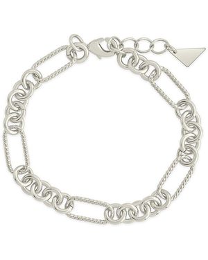 Sterling Forever Rhodium Plated Fianna Mixed Chain Link Bracelet - Metallic