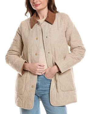 Ellen Tracy Chevron Quilted Coat - Natural