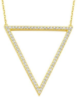 Amorium 18k Gold Over Silver Cz Triangle Necklace - Metallic