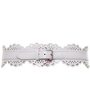 Alaïa Alaïa Leather Laser Cut Scallop Belt (Authentic Pre-Loved) - White