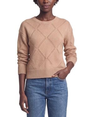 Neiman Marcus Argyle Pointelle Knit Wool Jumper - Blue