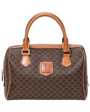 Celine Brown Macadam Coated Canvas Mini Boston (authentic Pre-loved)