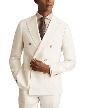 Reiss Park Peak Herringbone Linen Blazer - White