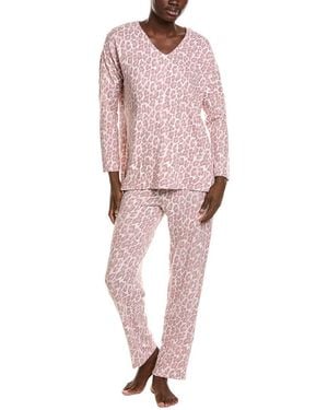 Natori 2Pc Wild Instinct Printed Brushed Pyjama Set - Pink