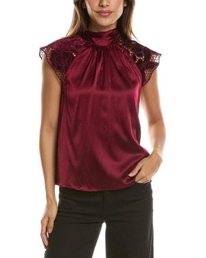 Generation Love Rachel Velvet Lace Halter Silk-Blend Blouse - Red