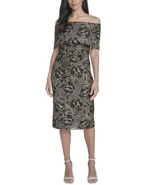 Vince Camuto Printed Off The Shoulder Midi Dress - Multicolor