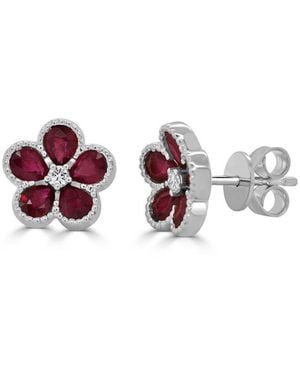 Sabrina Designs 14K 1.96 Ct. Tw. Diamond & Ruby Hoop Earrings - Multicolour