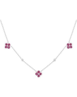Gregg Ruth 14K 1.20 Ct. Tw. Diamond & Ruby Clover Necklace - White