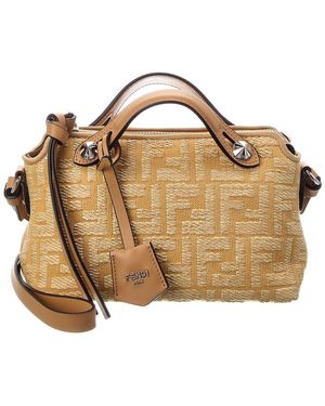 Fendi By The Way Soft Mini Ff Raffia & Leather Satchel - Brown