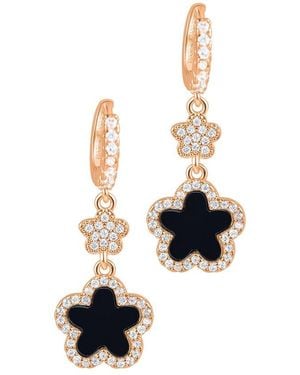 Adornia 14K Rose Plated Cz Clover Earrings - White