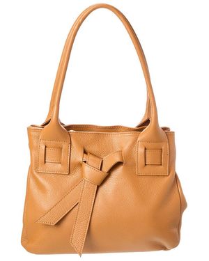 Persaman New York Lucy16 Small Leather Shoulder Tote - Brown