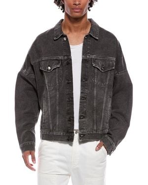 Palm Angels Back Logo Over Denim Jacket - Black