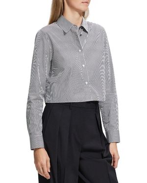 Theory Crop Classic Shirt - Gray