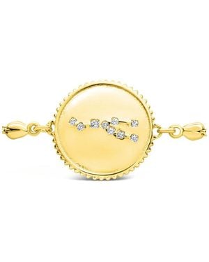 Sterling Forever 14k Over Silver Cz Taurus Disc Bolo Bracelet - Metallic