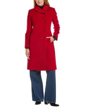 Sofiacashmere Sofiacashmere Round Collar Wool & Cashmere-Blend Coat - Red