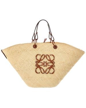 Loewe Anagram Large Raffia & Leather Tote - Natural