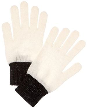 Brodie Cashmere Lurex Cuff Cashmere Gloves - White