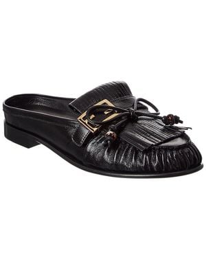 Fendi Baguette Leather Sabot Loafer - Black