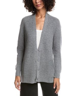 Forte Boyfriend Wool & Cashmere-Blend Cardigan - Gray