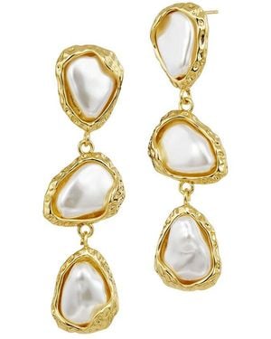 Savvy Cie 18K Plated 12Mm Pearl Drop Earrings - Metallic