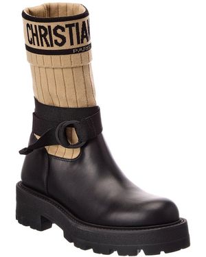 Dior D-Major Knit & Leather Boot - Black