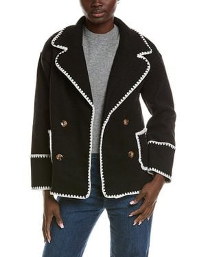 Marion Double Breasted Blanket Stitch Jacket - Black