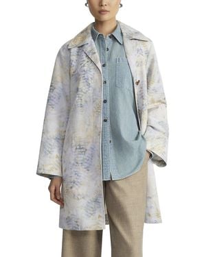Lafayette 148 New York Notch Lapel Linen-Blend Coat - Blue