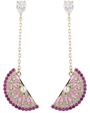 Eye Candy LA 14k Plated Sweet Watermelon Cz Crystal Drop Earring - Pink