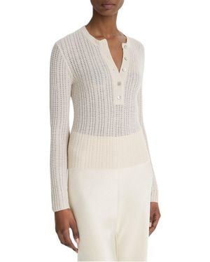 Vince Waffle Knit Cashmere & Silk-blend Henley - White