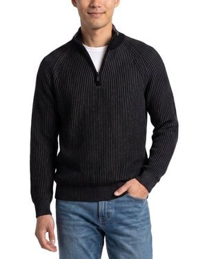 Forte Cashmere 100% Cashmere Mock Neck 1/4-Zip 100% Cashmere Jumper - Black