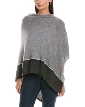 Forte Cashmere Lurex Stripe Cashmere Poncho - Gray