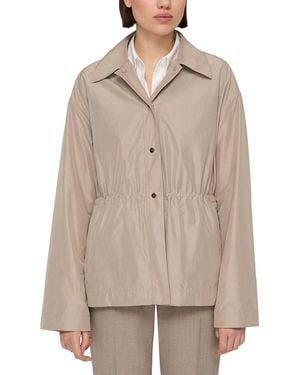Lafayette 148 New York Plus Gathered Waist Snap Front Overshirt - Natural