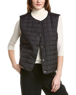 Lafayette 148 New York Reversible Crewneck Quilted Vest - Black