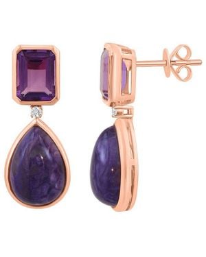 Effy Fine Jewelry 14K Rose 9.84 Ct. Tw. Diamond & Gemstone Earrings - Pink