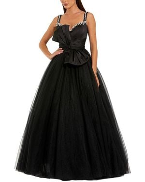 Mac Duggal Sleeveless Sweetheart Neck Tulle Ballgown With Bow - Black