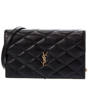 Saint Laurent Paris Leather Wallet On Chain - Black