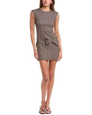REVERIEE Belted Mini Sheath Dress - Brown