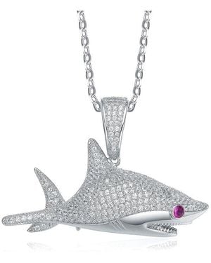 Genevive Jewelry Silver Cz Pendant Necklace - White