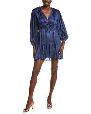 Maje Gathered Satin Mini Dress - Blue