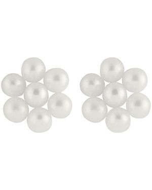 Splendid 14k 3-4mm Freshwater Pearl Flower Studs - White