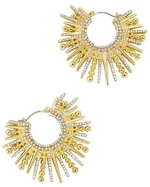 Liv Oliver 18k Plated Cz Radiant Sunburst Hoop Hoops - Metallic