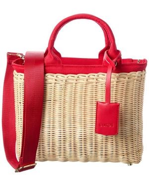 Surell Accessories Picnic Straw Crossbody - Red