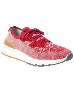 Brunello Cucinelli Knit & Suede Sneaker - Pink