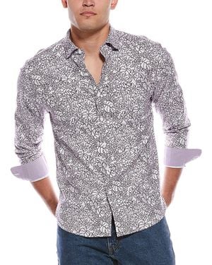 Tommy Bahama Lazlo Seaside Soiree Silk-Blend Shirt - Grey