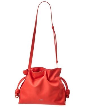 Loewe Flamenco Medium Leather Clutch - Red