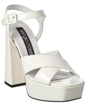 Sergio Rossi Alicia 90 Patent Platform Sandal - White