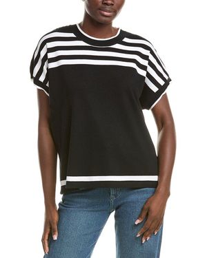 St. John Breton Stripe Knit Top - Black