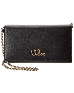 Chloé Iconic Leather Wallet On Chain - Black