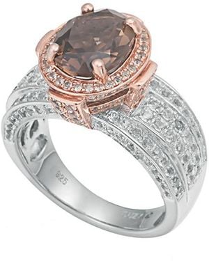 Suzy Levian Two-tone Silver 4.65 Ct. Tw. Gemstone Statement Ring - White